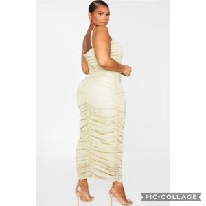 Gold Glitter Ruched Dress